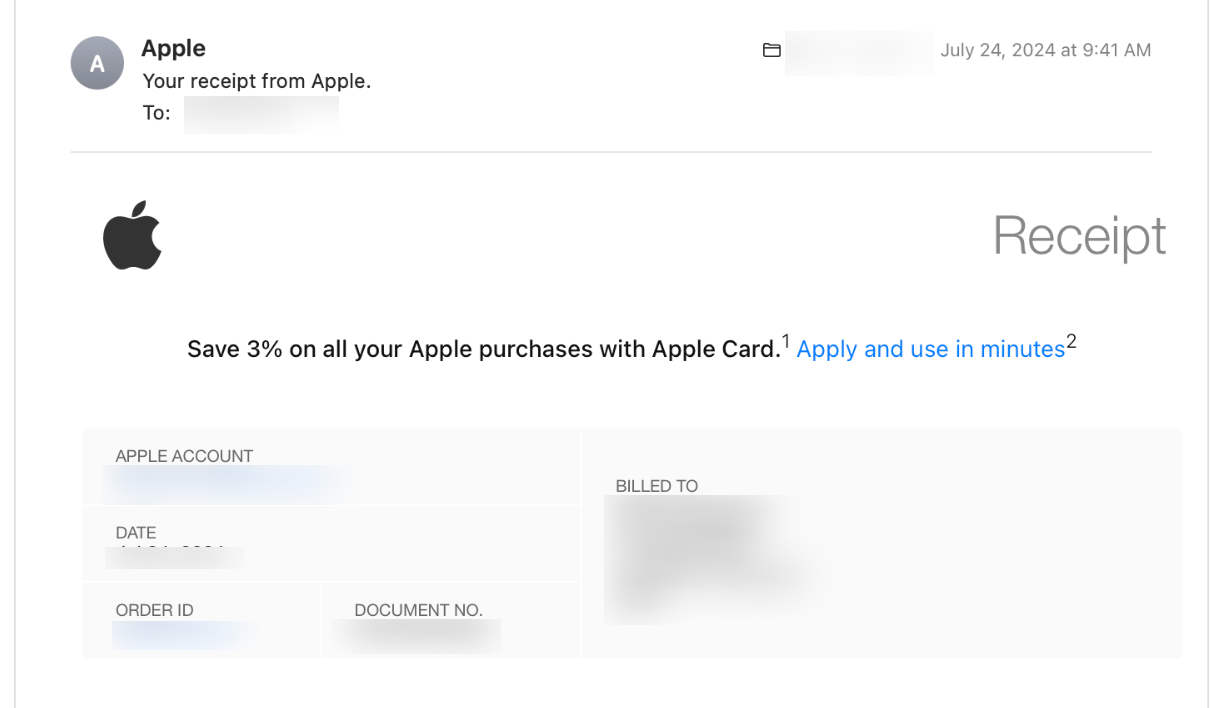 apple receipt