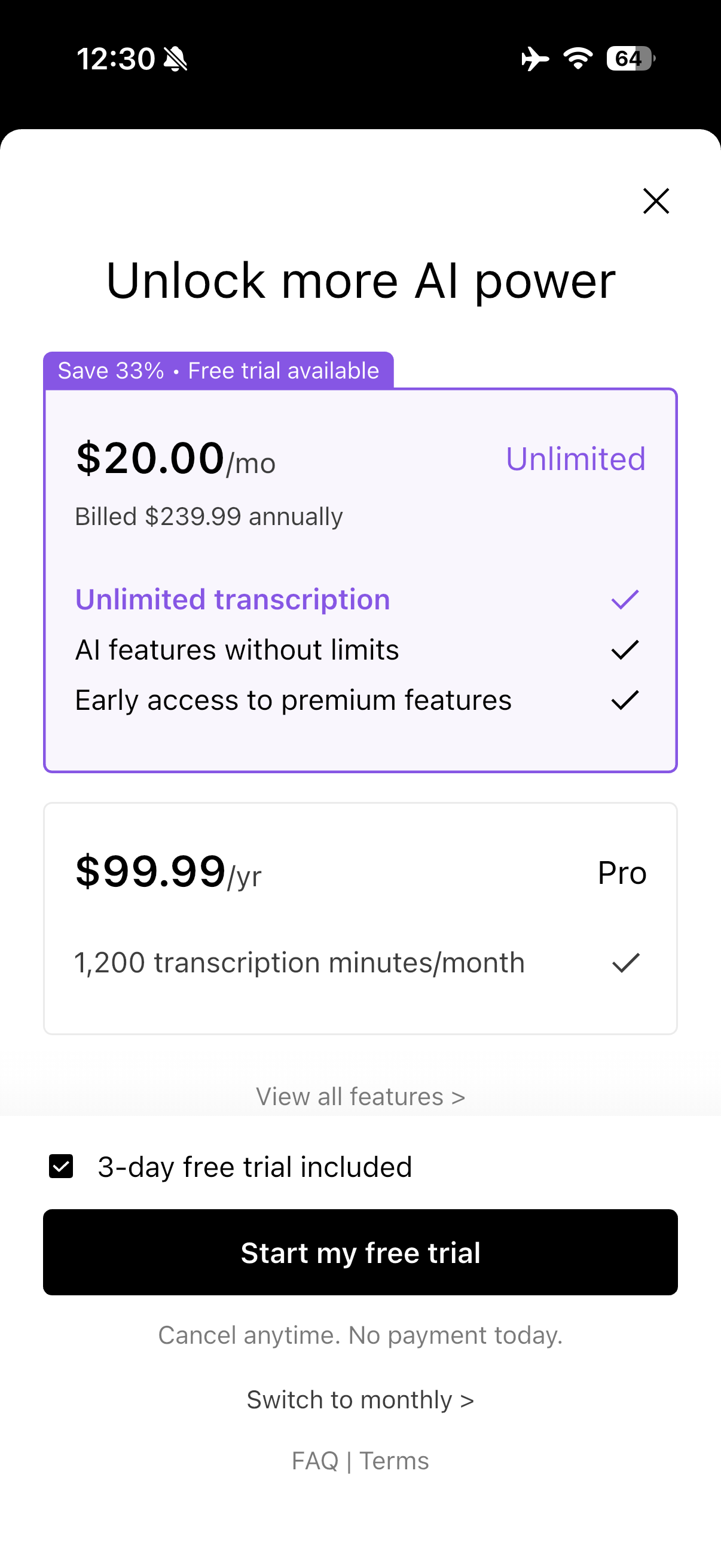 Choose a plan in the Plaud App