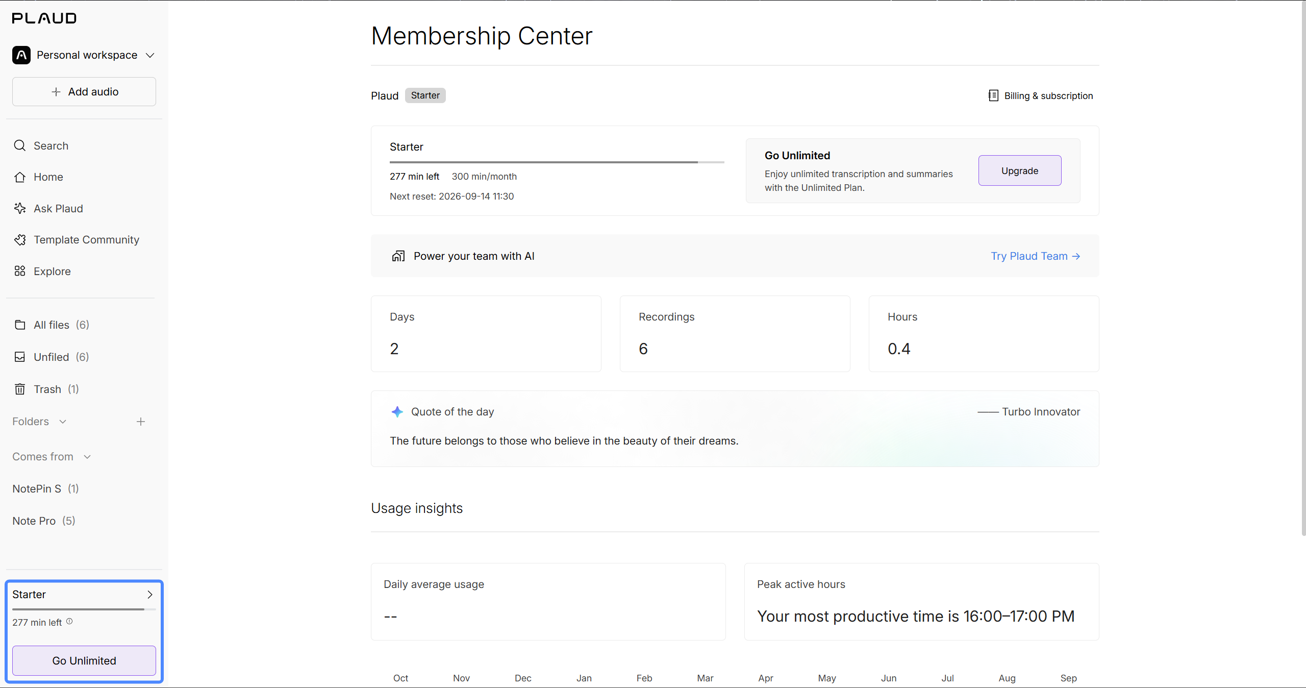 Membership Center on Plaud Web