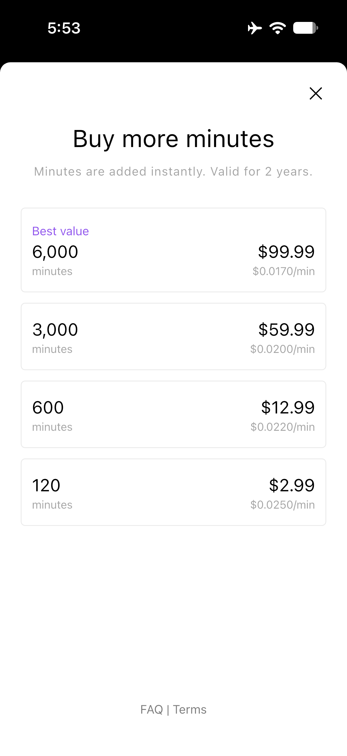 Buy more minutes