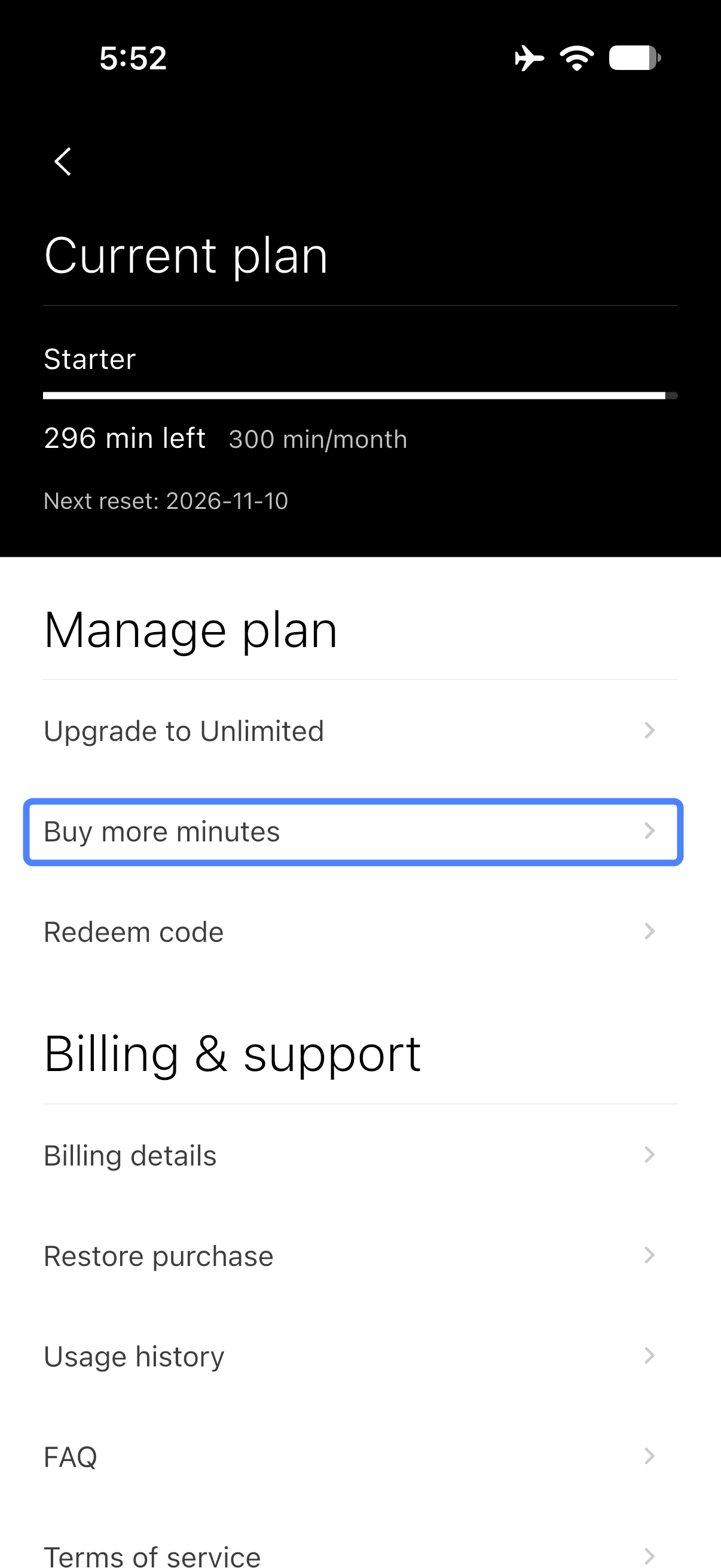 Buy more minutes